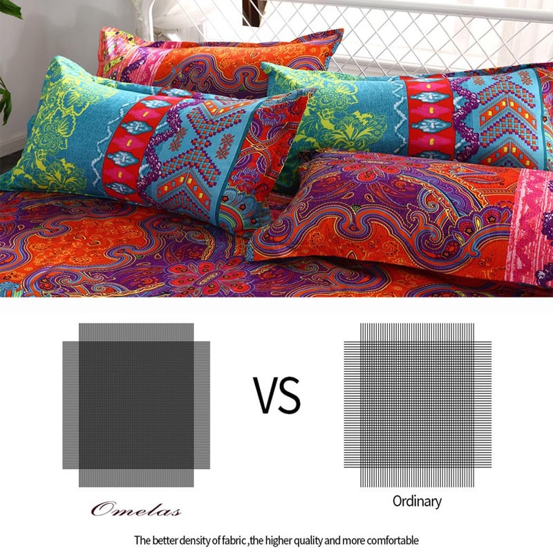 Nayoroom Omelas 2 Pack Bohemian Pillowcase King Size for Hair and Skin Boho Colorful Floral Striped Pillow Shams with Evenlop Closure Super Soft Breathable 120gsm Brushed Microfiber - Image 4